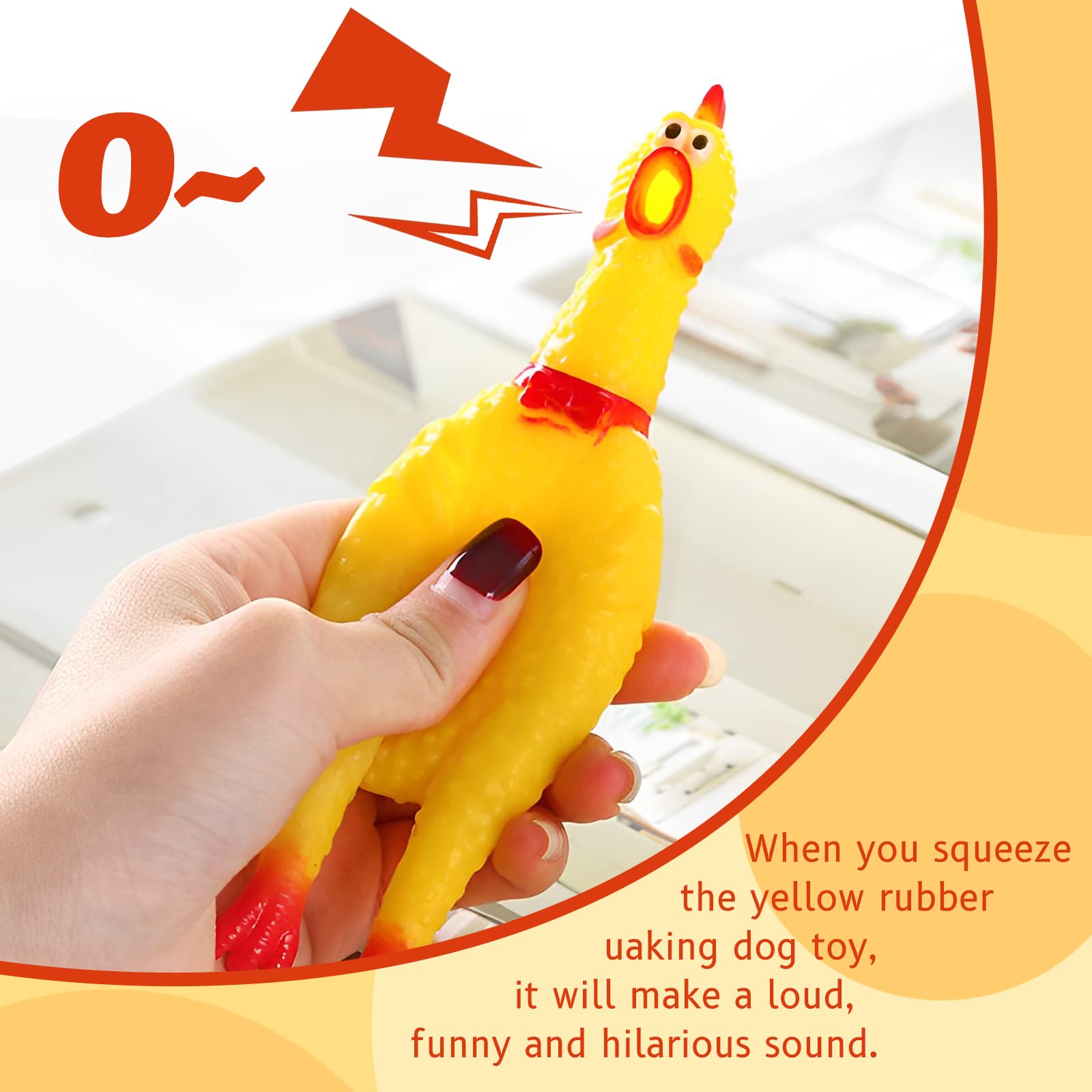 Zddaoole 20 Pcs Rubber Chicken,Screaming Chicken,Squeeze Chicken,Yellow Rubber Squawking Dog Toys,Prank Novelty Noise Toy