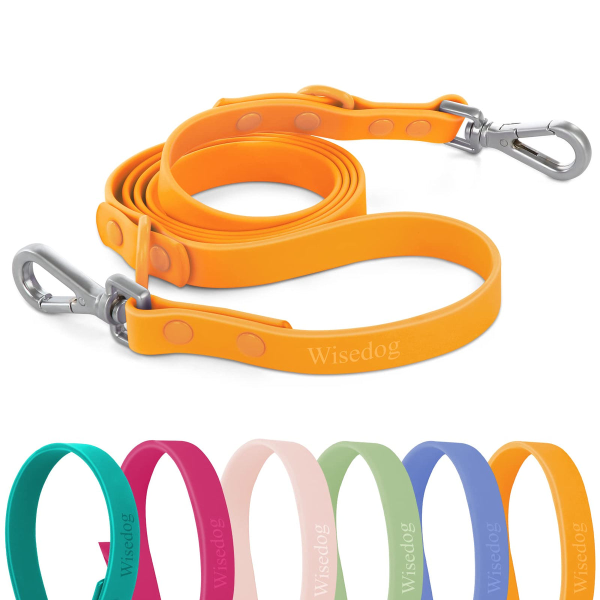 Wisedog Waterproof Standard Dog Leashes With 2 Hooks, 5 Ft/ 6 Ft Lengths, Adjustable For Traffic Control Safety, For Small, Medium & Large Dogs Walking (Daylily Yellow, L(6 Ft, 0.75' Wide))