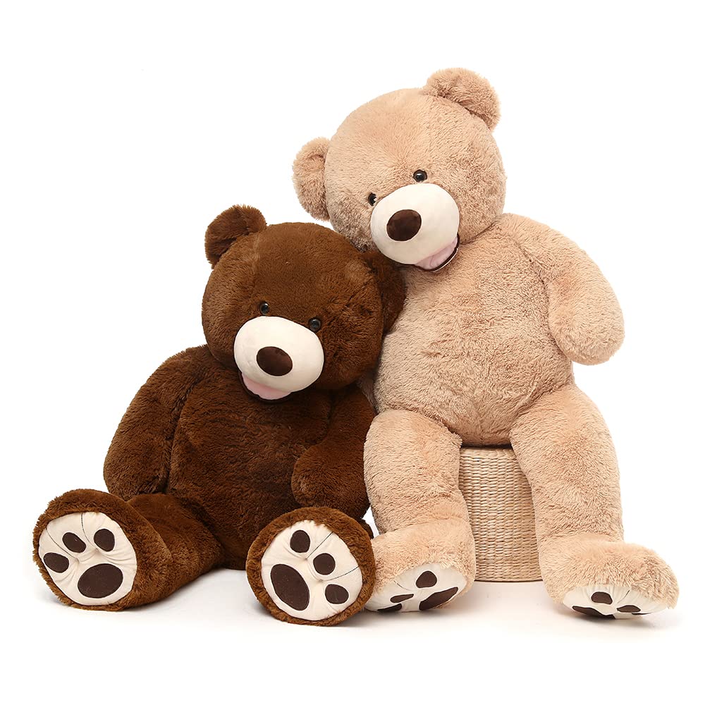 MorisMos Giant Teddy Bear Plush - Dark Brown 39" Stuffed Animal with Big Footprints for Boys and Children
