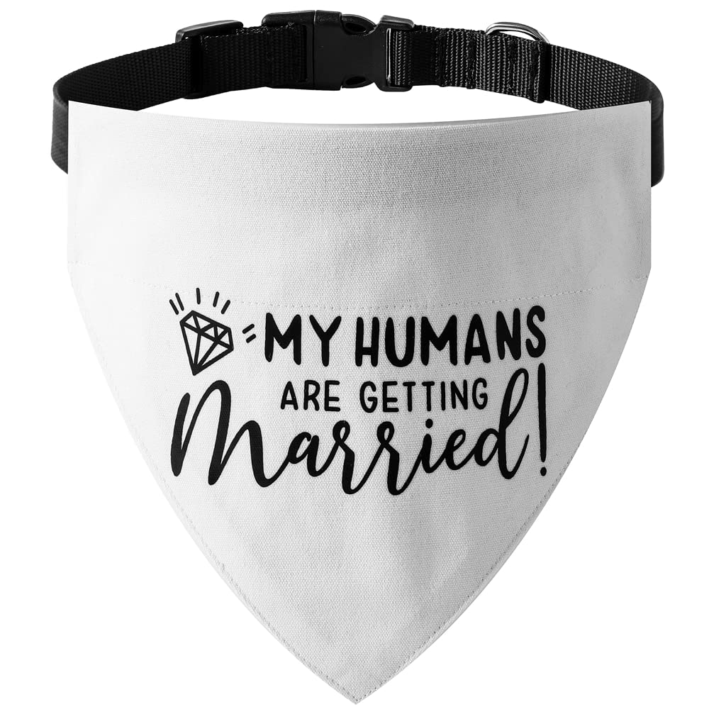 My Humans Are Getting Married Dog Bandana, Engagement Dog Bandana, Pet Scarf, Engagement Photo, Wedding Dog Bandana With Adjustable Collars For Small Medium Large Dogs Cats Pet (Small, White)