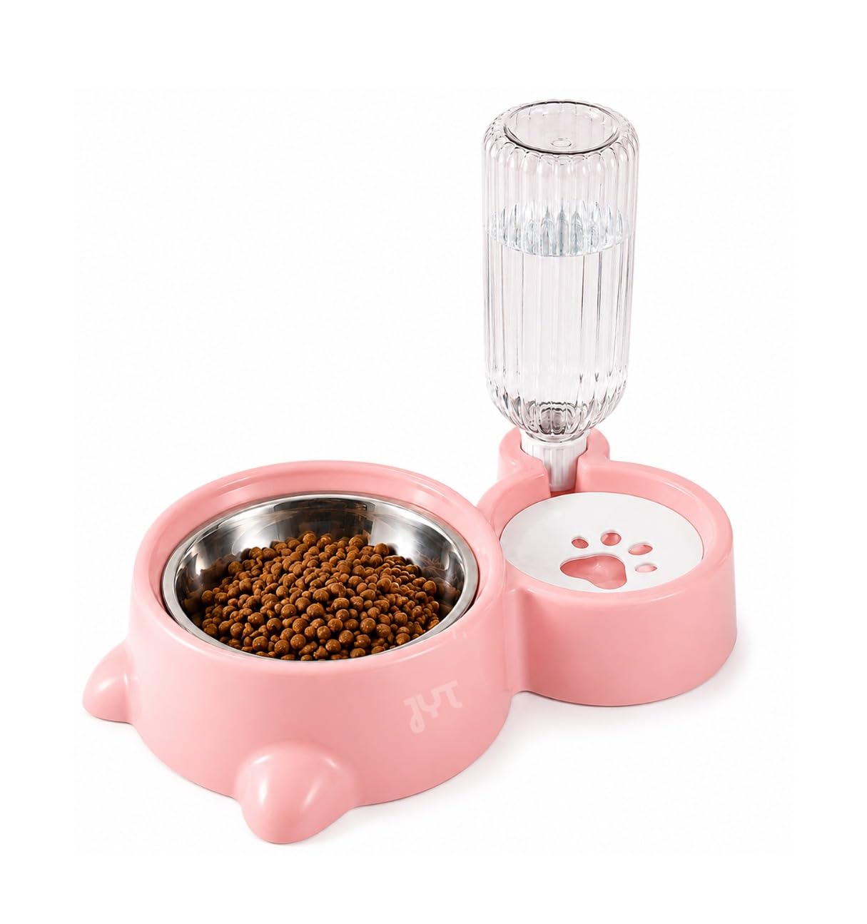 Jyt Dog & Cat Feeding Bowl Set With Automatic Water Dispenser | Detachable Stainless Steel Food Bowl & Water Bottle Pet Feeder F