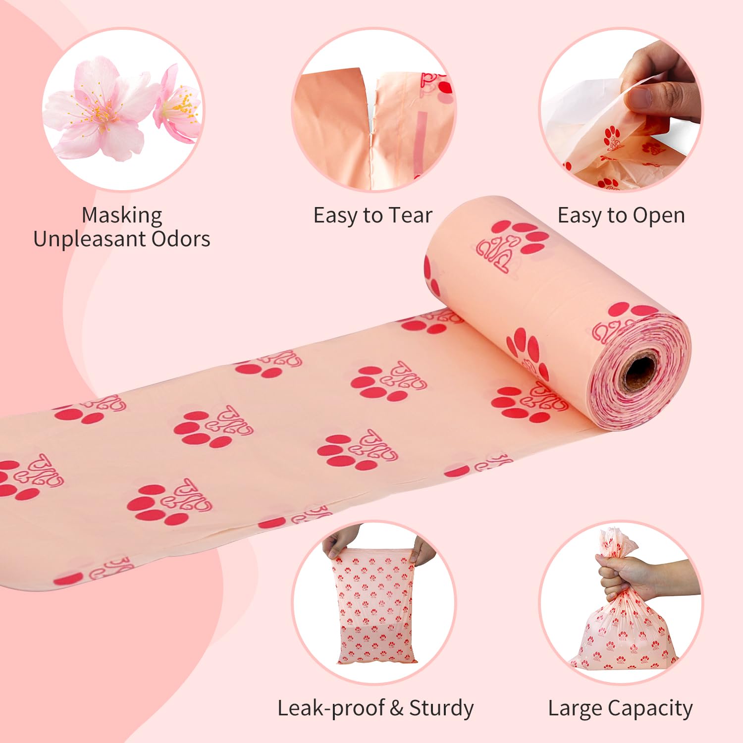 Mygodpet Dog Poop Bags Rolls 300 Count Biodegradable Poop Bags Refills For Dog And Cat Cherry Blossom Scented Dog Waste Bag Leak