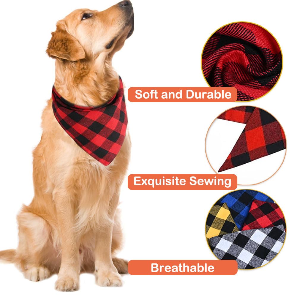 4pcs Dog Bandana Pet Scarf Saliva Triangle Bibs Handkerchief Christmas Classic Plaid Pet Costume Accessories Decoration for Smal