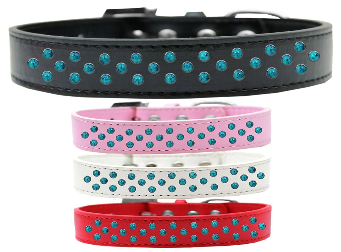 Dog, Puppy & Pet Fashion Collar, Southwest Turquoise Pearl Rimsets Sprinkles - 14 - White