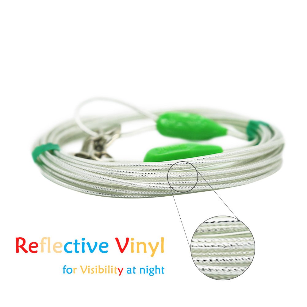 Petest 25Ft Reflective Tie-Out Cable For Small Dogs Up To 35 Pounds
