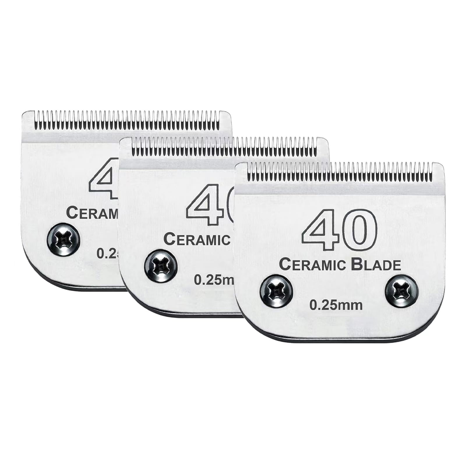 3Pcs 40 Blades Dog Grooming Replacement Blades Compatible With Andis Dog Clipper,Ceramic Blade & Stainless Steel Blade
