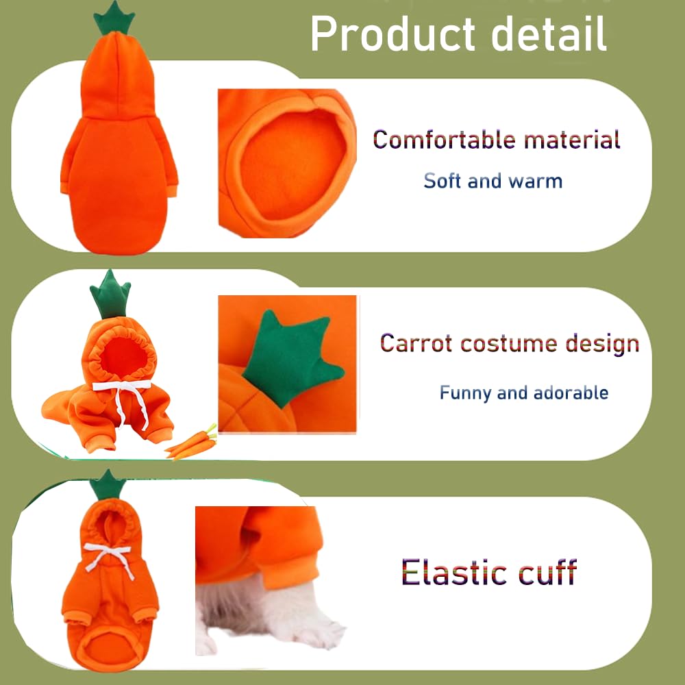 Aniac Funny Pet Clothes - Carrot Dog Cat Hoodies Sweatshirt Coat With Fruit Hood - Fall Puppy Cat Sweater - Halloween Easter Dog