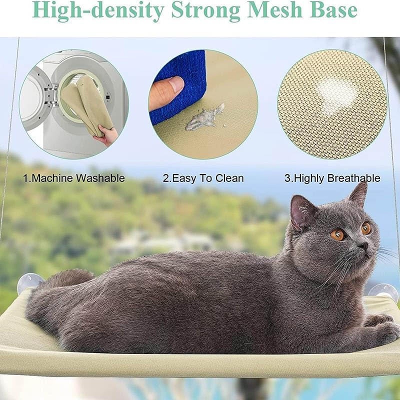 Jinrui-T Cat Hammock For Window Cat Window Bed Cat Window Perch For Indoor Cats Suction Cups Cat Window Hammock Space Saving Window Seat For Cats Inside (Black)