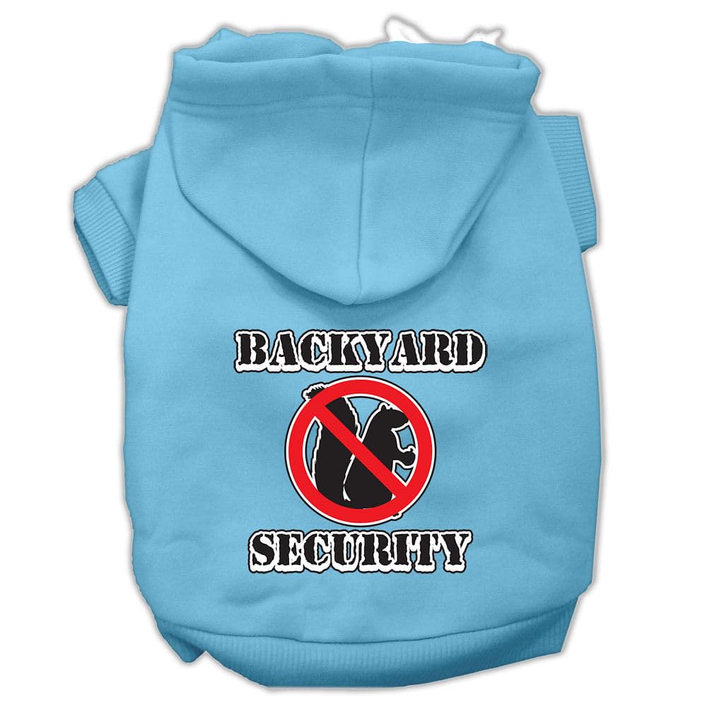 Pet, Dog & Cat Hoodie Screen Printed, 'Backyard Security' Baby Blue 3Xl (25-35 Lbs.)