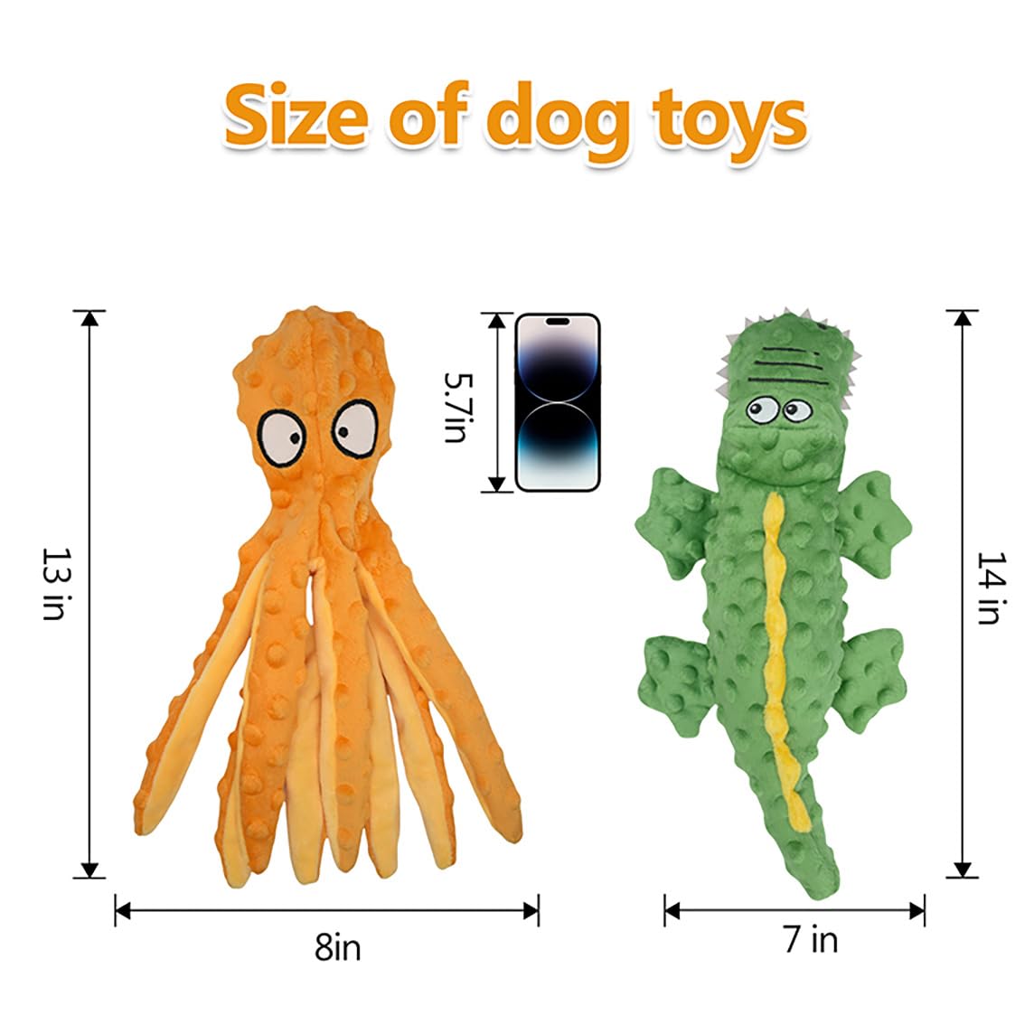 Topnique Dog Squeaky Toy Set - Octopus And Crocodile Design, 2-Pack, Durable Plush Toys For Large Dogs, Interactive Play, Sturdy