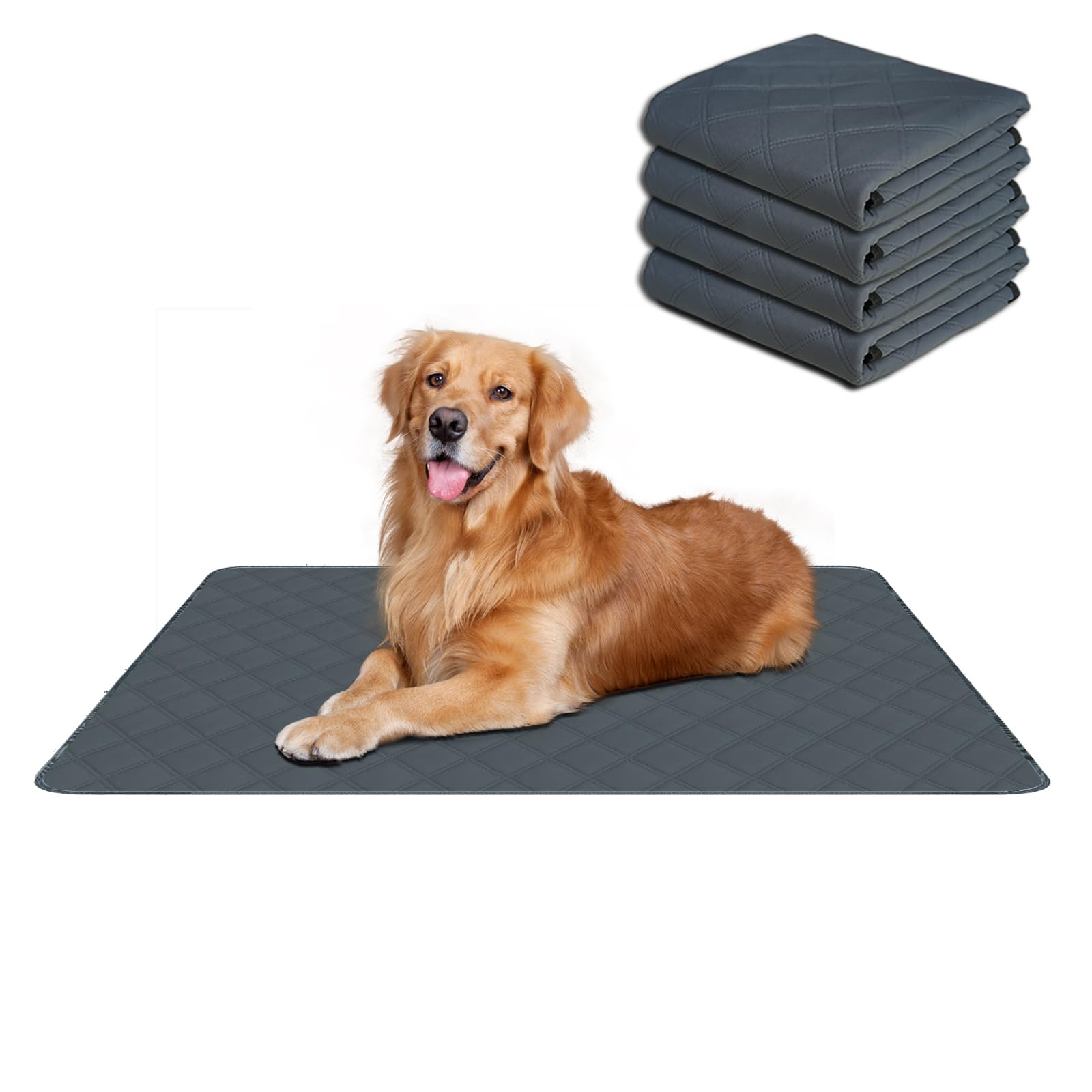 Rioussi Washable Pee Pads For Dogs, Reusable, Absorbent, Leakproof, Non Slip Pet Puppy Pads For Potty Training. Dark Gray, 24X36