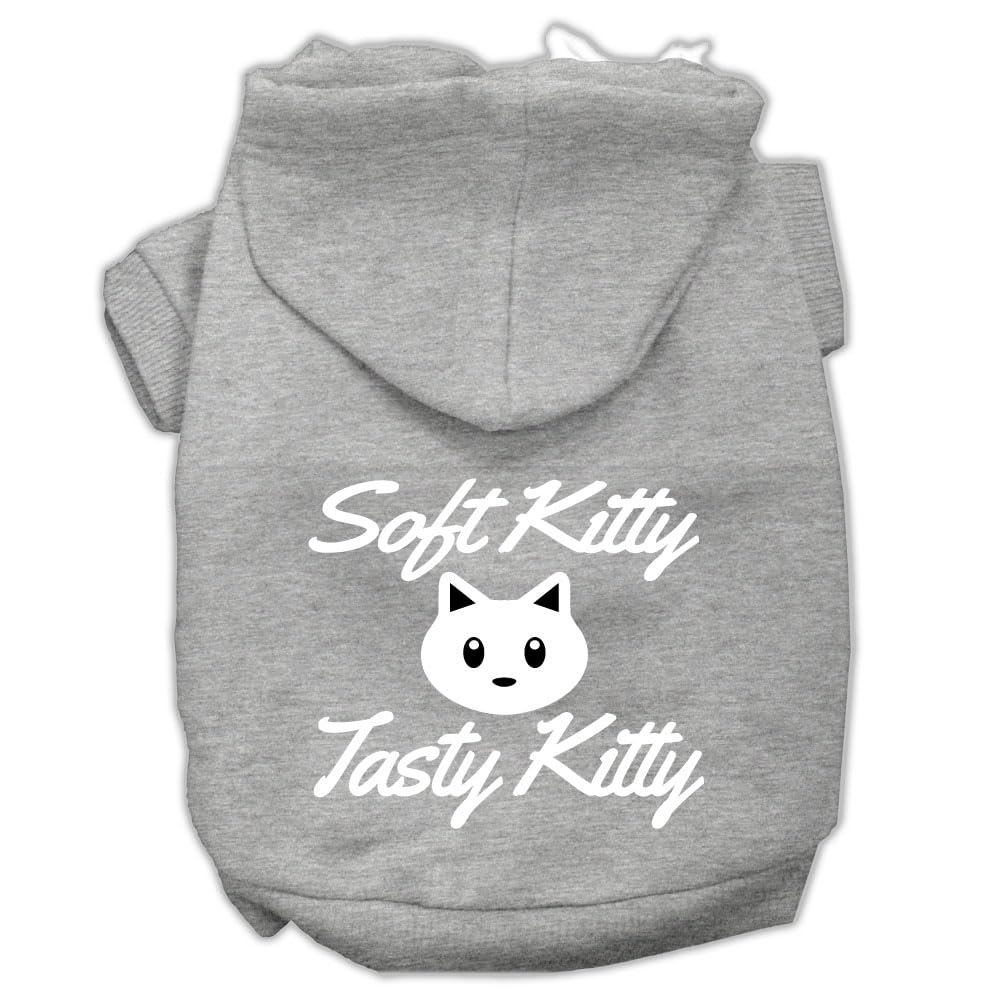 Pet Dog & Cat Hoodie Screen Printed, Soft Kitty, Tasty Kitty Gray XL (14-20 lbs.)