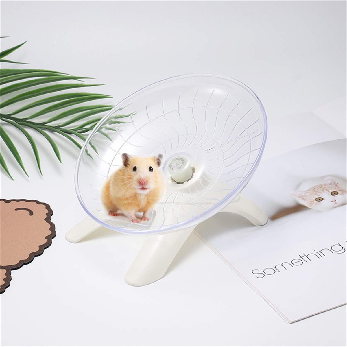 Hamster Flying Saucer Silent Running Exercise Wheel For Hamsters, Gerbils, Mice,Hedgehog And Other Small Pets Silent Running Wheel Hamster Wheel (White)