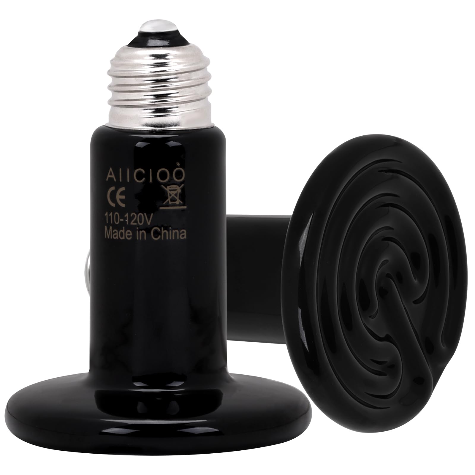 Aiicioo 75W Black Ceramic Heat Emitter 2Pack No Light Heat Bulb For Reptile Emitting Heat Lamp Bulb For Bearded Dragon Lizard To
