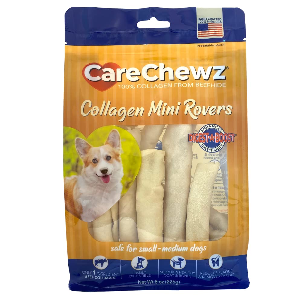 Pet Factory CareChewz Collagen Mini Rovers Dog Chew Treats - Natural Flavor, 8 oz