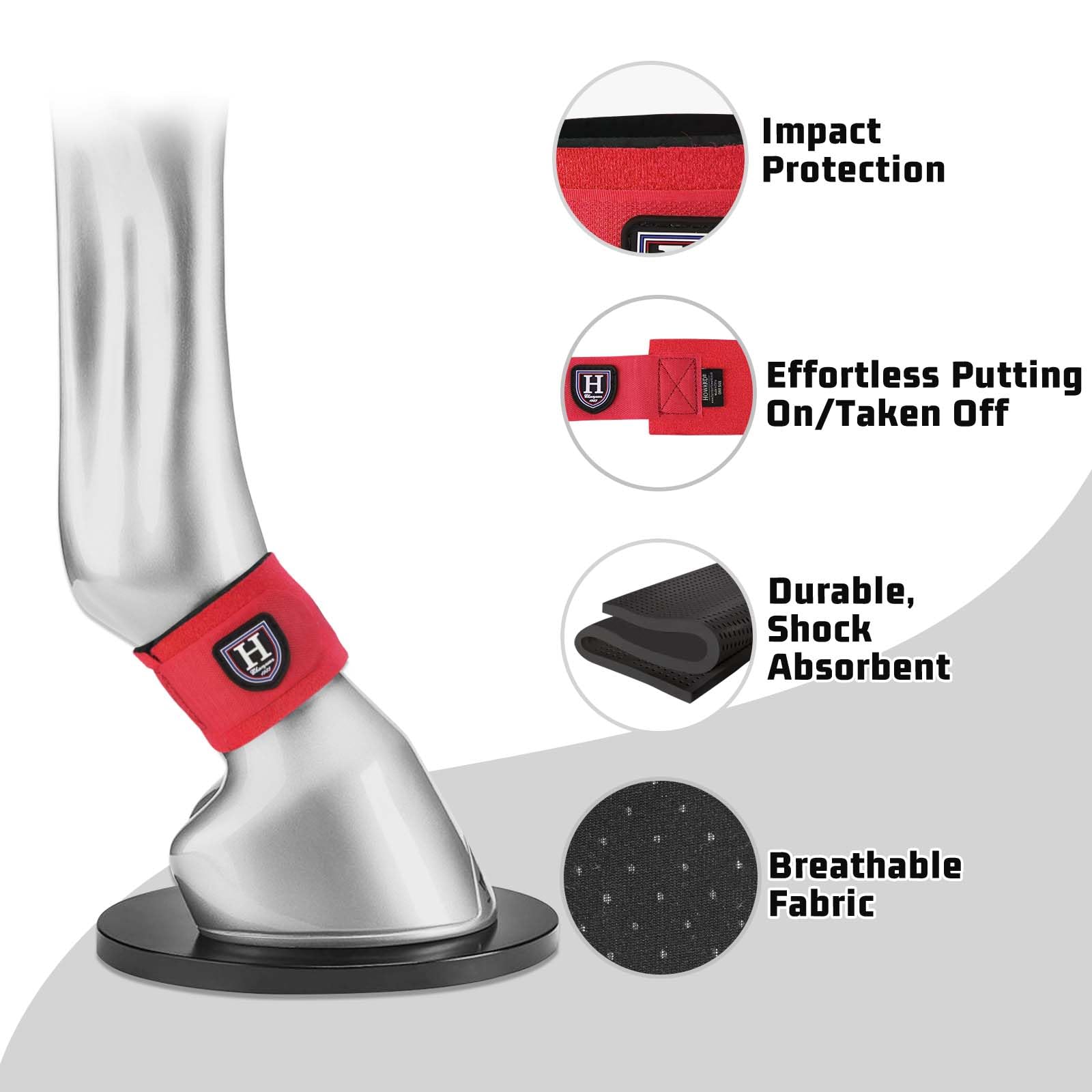 Harrison Howard Durable Shock-Absorbent Breathable Impact Protection Pastern Wraps For Horse Sold In Pairs Red