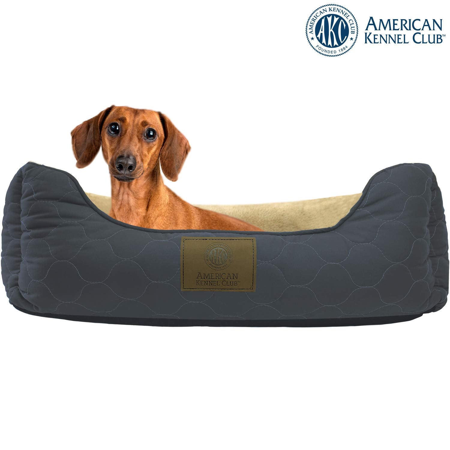 American Kennel Club Orthopedic Circle Stitch Cuddler Pet Bed, Gray 25X21X8'