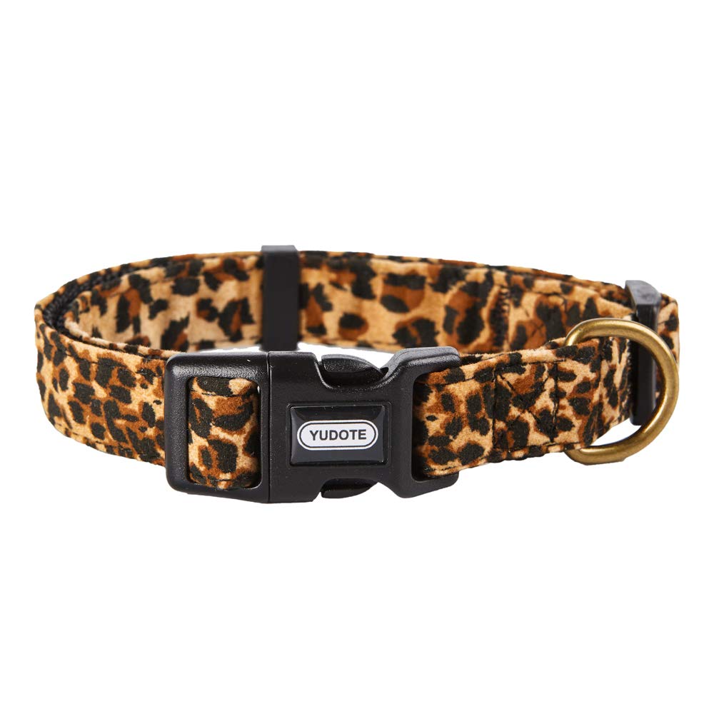 Petiry Fancy Leopard Dog Collar Flocking Fabric Cheetah Scent Premium Soft and for Puppy,Middle and Big Dogs(Neck:10-15'')