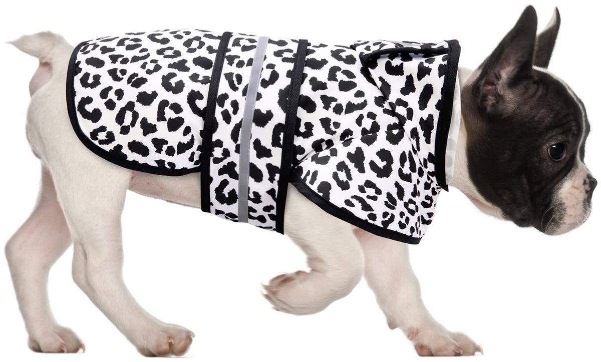 Hde Dog Raincoat Hooded Slicker Poncho For Small To X-Large Dogs And Puppies Snow Leopard - M