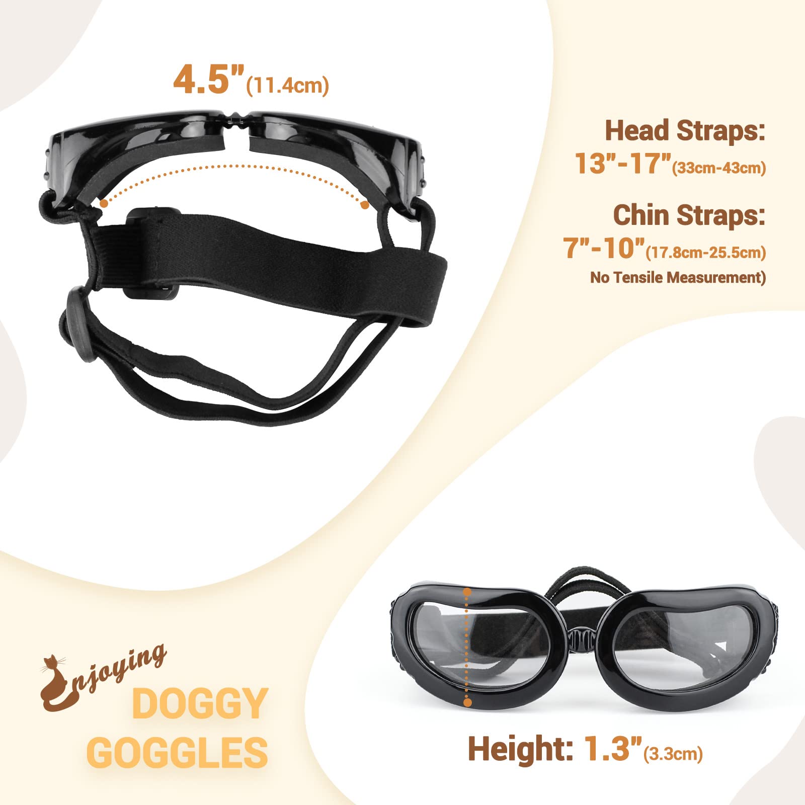 Enjoying Clear Dog Goggles Small Breed, Uv Protection Dog Sunglasses Small Breed, Driving Puppy Eye Protection, Windproof Dustpr