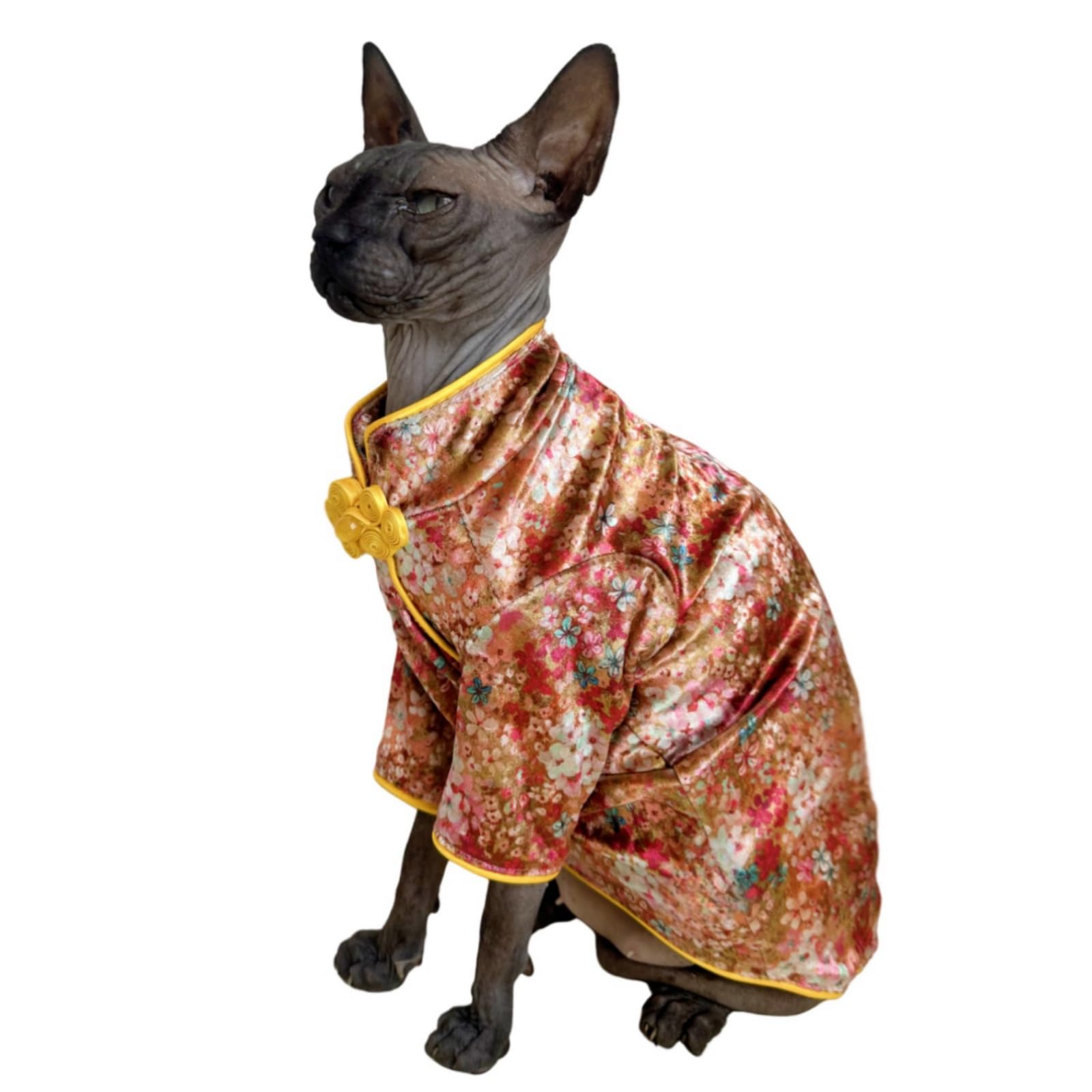Traditional Culture Sphynx Hairless Cat Cotton T-Shirts Cats Clothes Pet Sweater Cat Vest Pet Clothes Kitten Shirts Small Dogs A