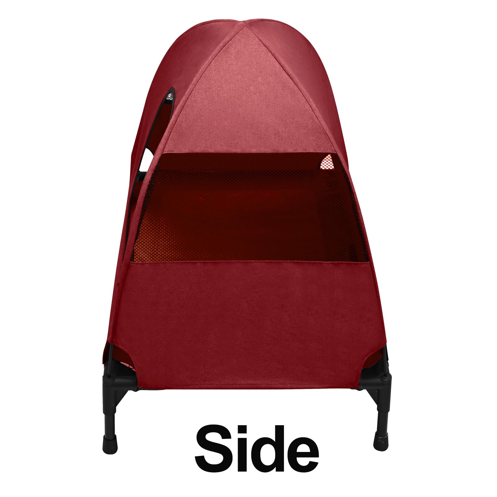 Love&Go Elevated Dog Bed With Metal Frame, Cooling Raised Pet Cot For Dog And Cat (M - Red Bed+Canopy, Medium-29.9X19.5X5.5 Inch