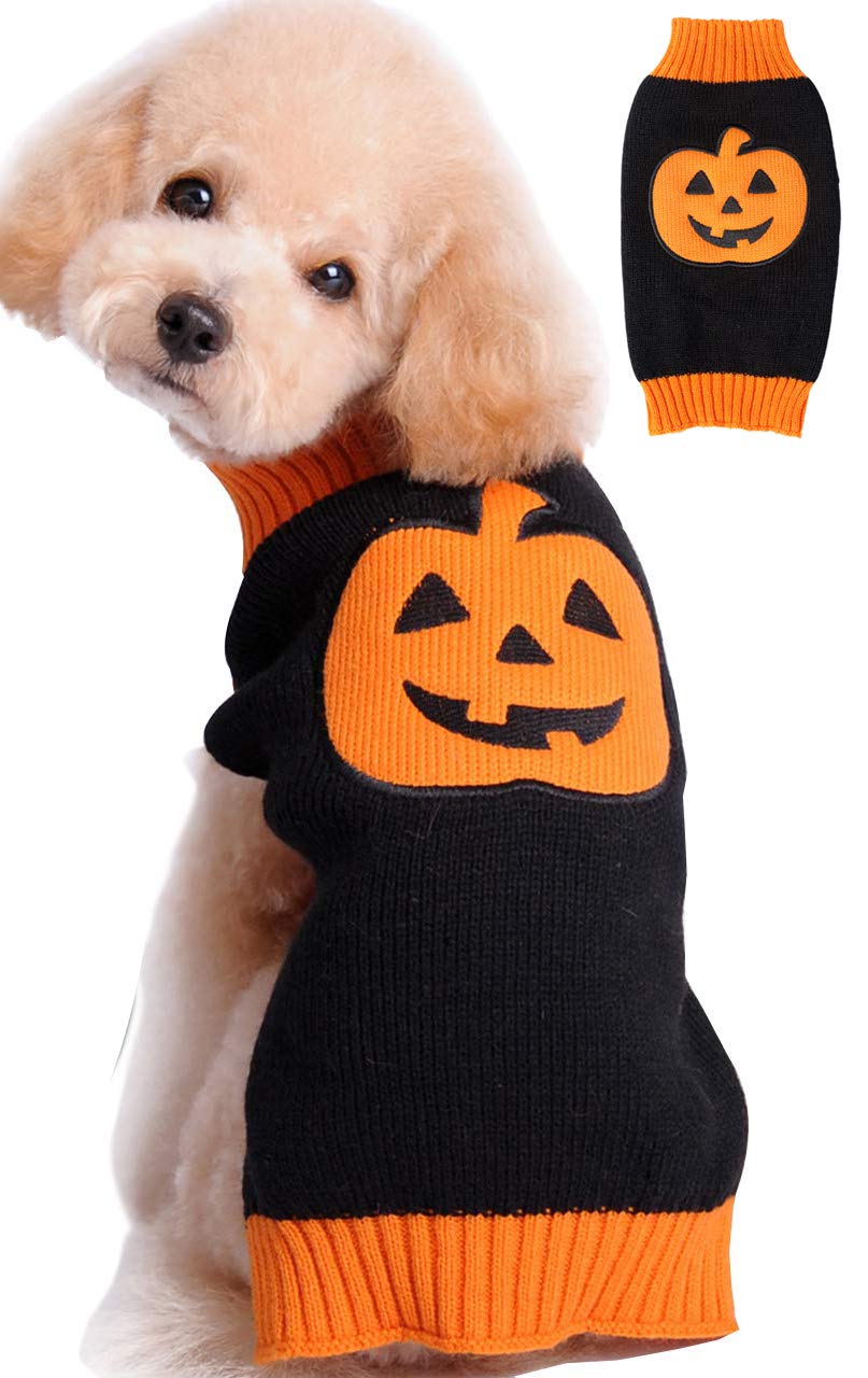 Bobibi Pet Clothes The Halloween Pumpkin Cat Dog Sweater, Dog Knitwear, Dog Apparel, Pet Sweatshirt