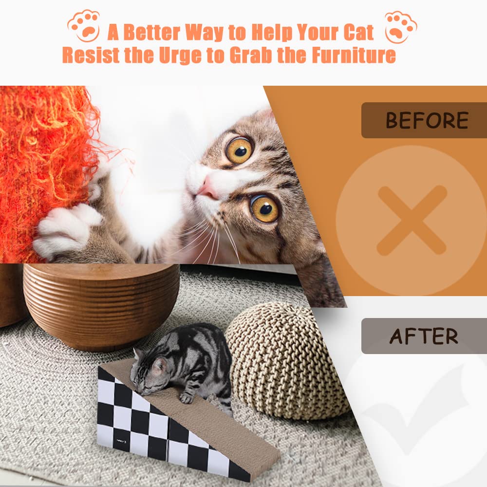 Cat Scratching Board With Ball, Triangle Cat Scratching Cardboard, Multiple Scratching Angles, 2-In-1 Scratching Lounge Bed, Recyclable And Durable, Furniture Protector, Black And White