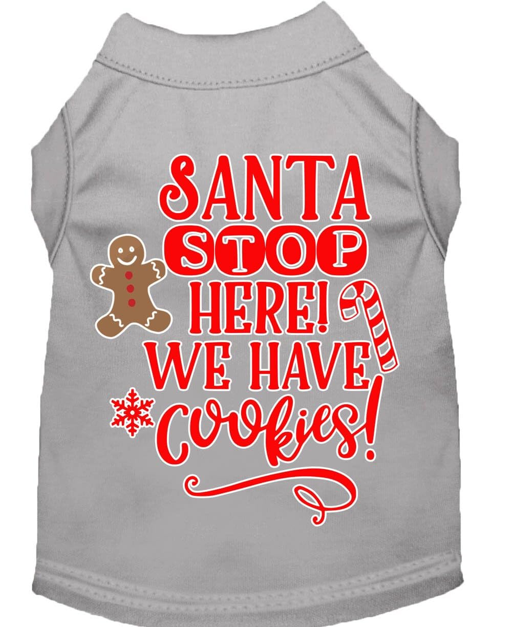 Christmas Pet Dog & Cat Shirt Screen Printed, &quot;Santa, We Have Cookies&quot; Baby Blue XS (0-3 lbs.)