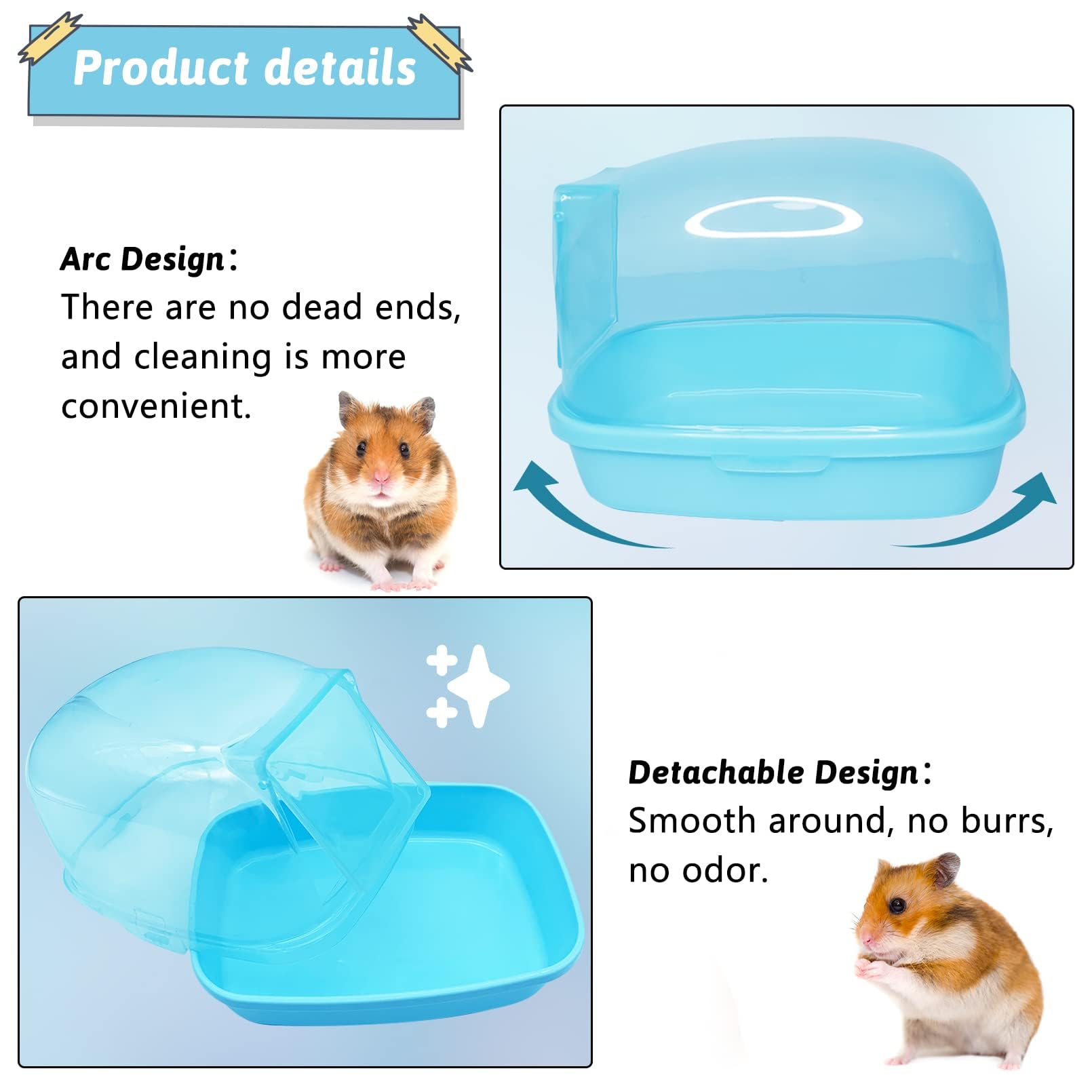 Hamiledyi Hamster Bathtub Dwarf Hamster Bathroom Sand Bath Container Chinchilla Sauna Room Plastic Sand Bath Box House For Gerbils Hedgehog Mice Or Other Small Pets Animals