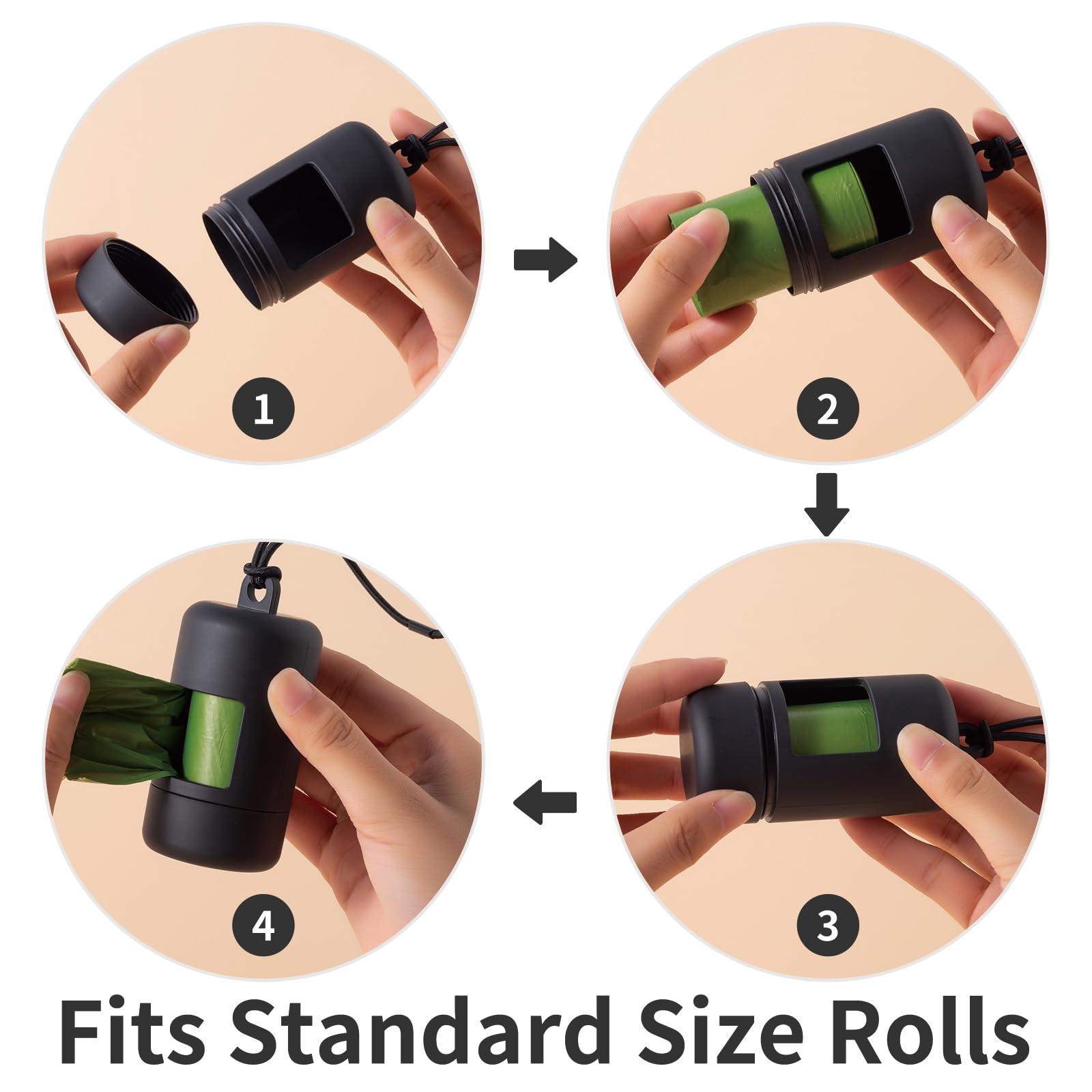 Slson 3Pack Dog Poop Bag Holder For Leash Lightweight Pet Waste Bag Dispenser With Leash Attachment Portable Plastic Doggie Poop