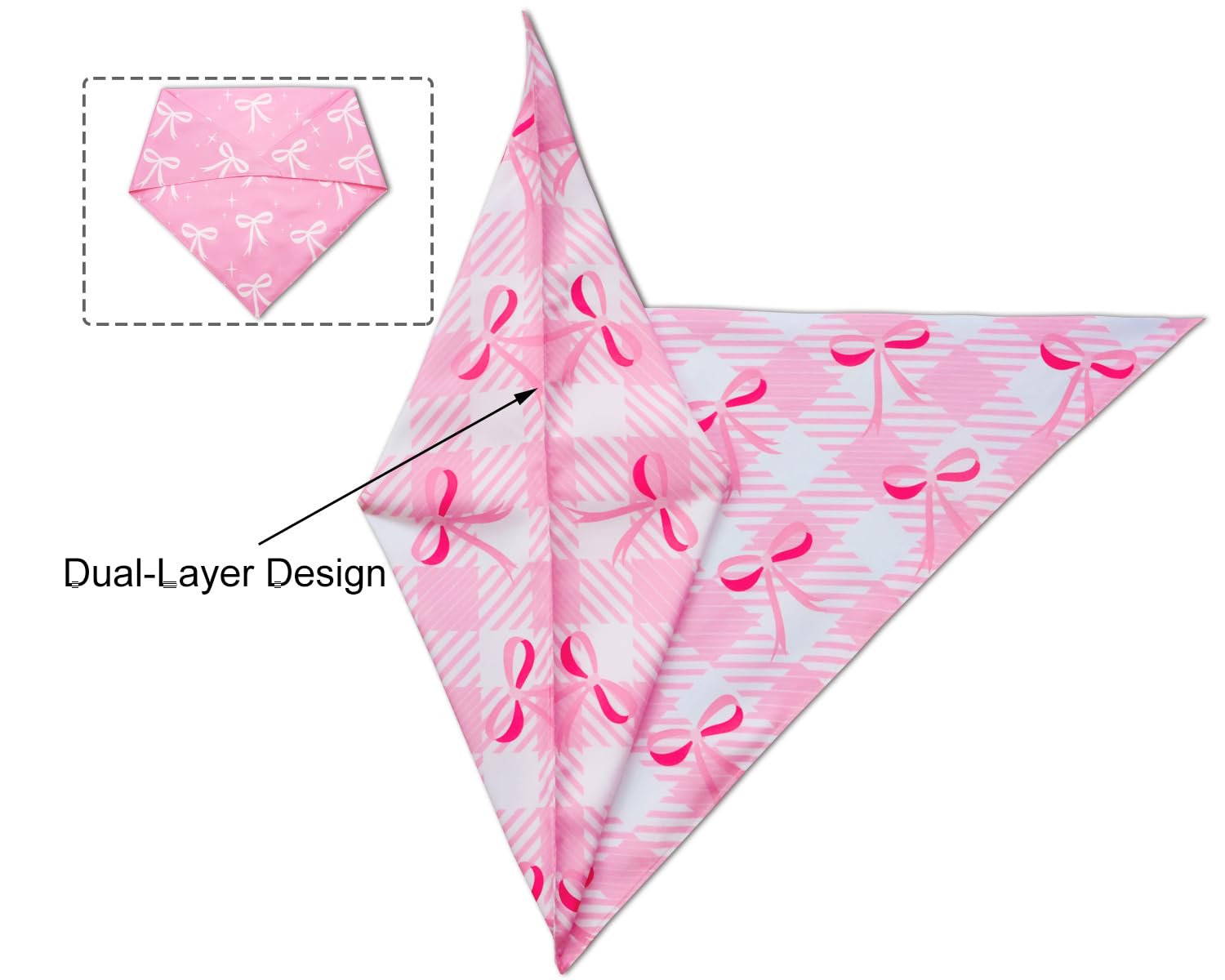 Cozyhaus Pink Bow Dog Bandanas,Pink Spring Summer Scarf For Girls,Cute Coquette Bowknot Dog Kerchief Gifts,Triangle Pet Outfits