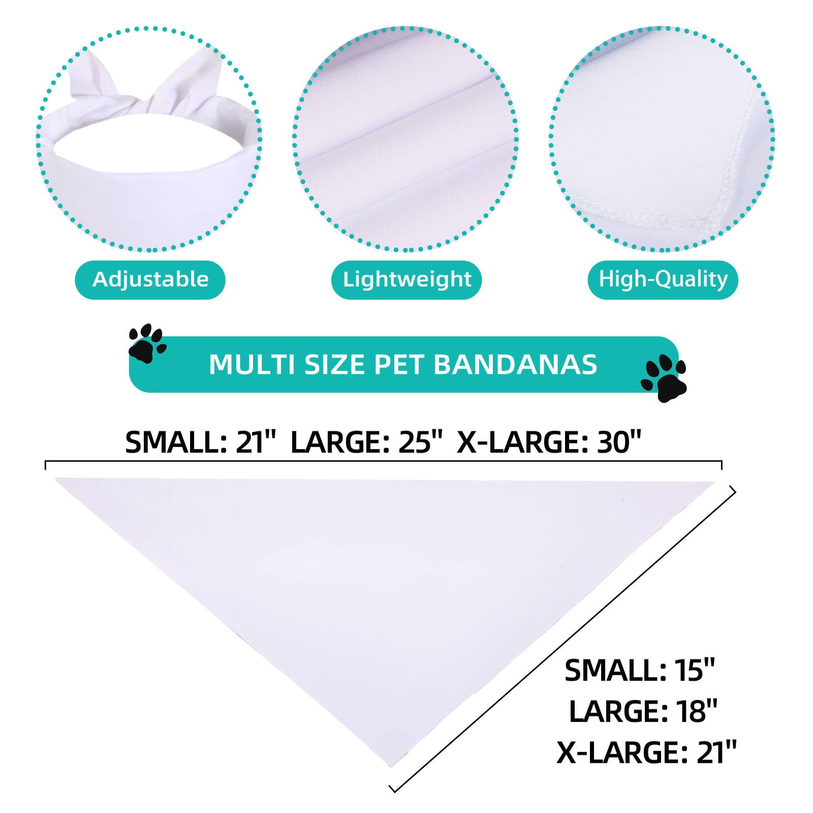 Gofshy Sublimation Dod Bandanas 4Pcs, Heat Transfer Washable Dog Scarf, Blank Diy Solid Kerchief Bib Breed, Pet Birthday/Party F
