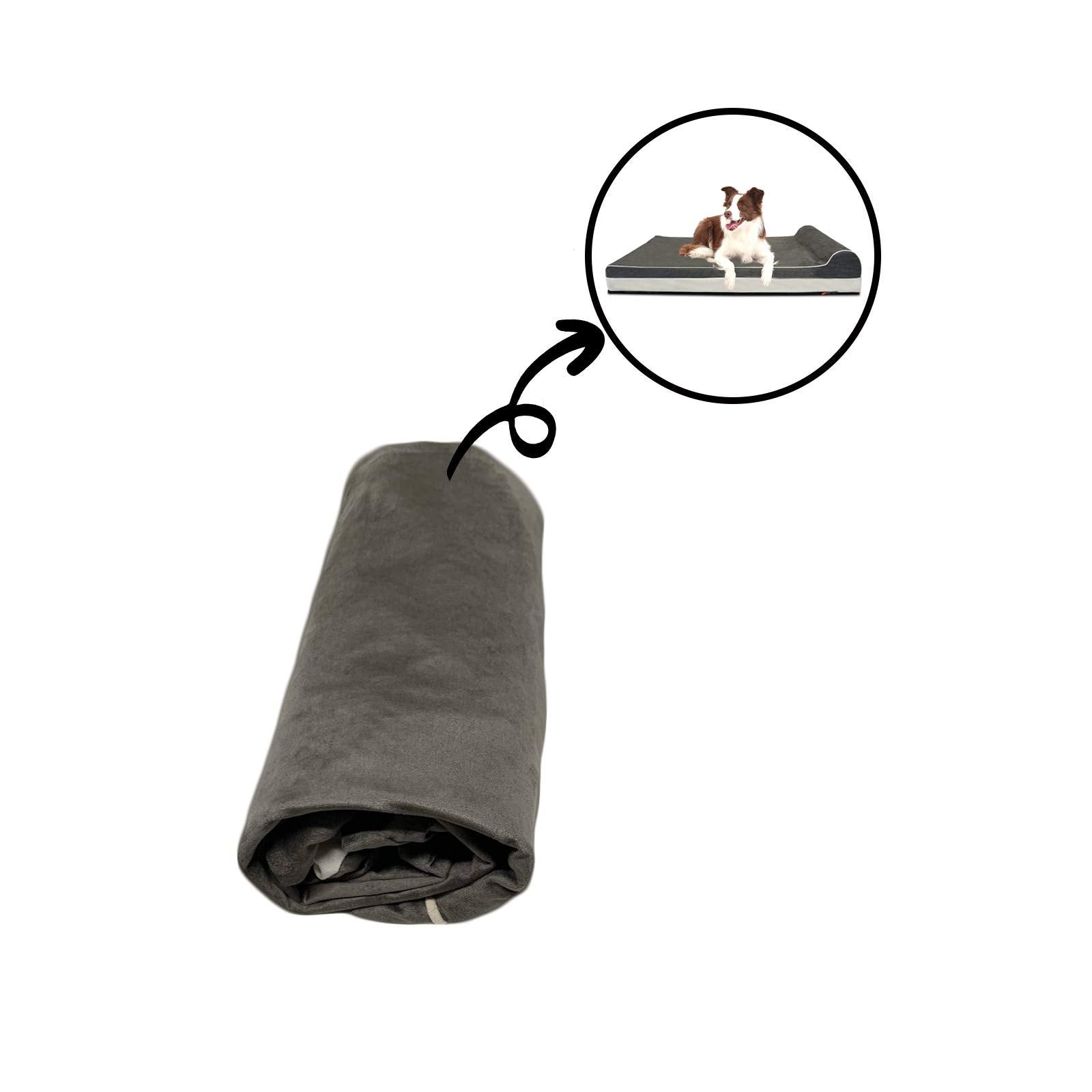 Laifug Dog Bed Replacement Cover, Large 46"x28"x7", Slate Grey Suede