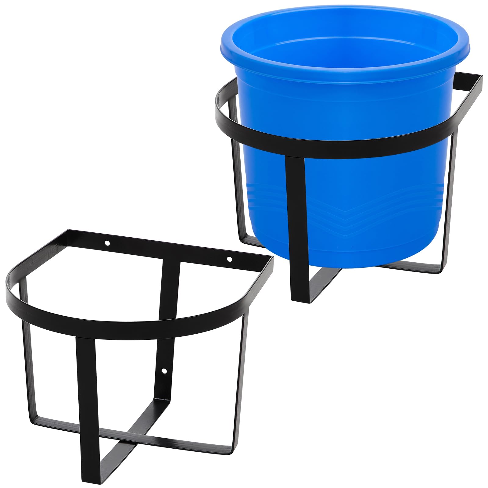 Teenyyou 2 Pcs Heavy Duty Metal Bucket Holder Securely Bucket Hangers for 5 Gallon Horse Water and Feed Pre Installed Pail Holde