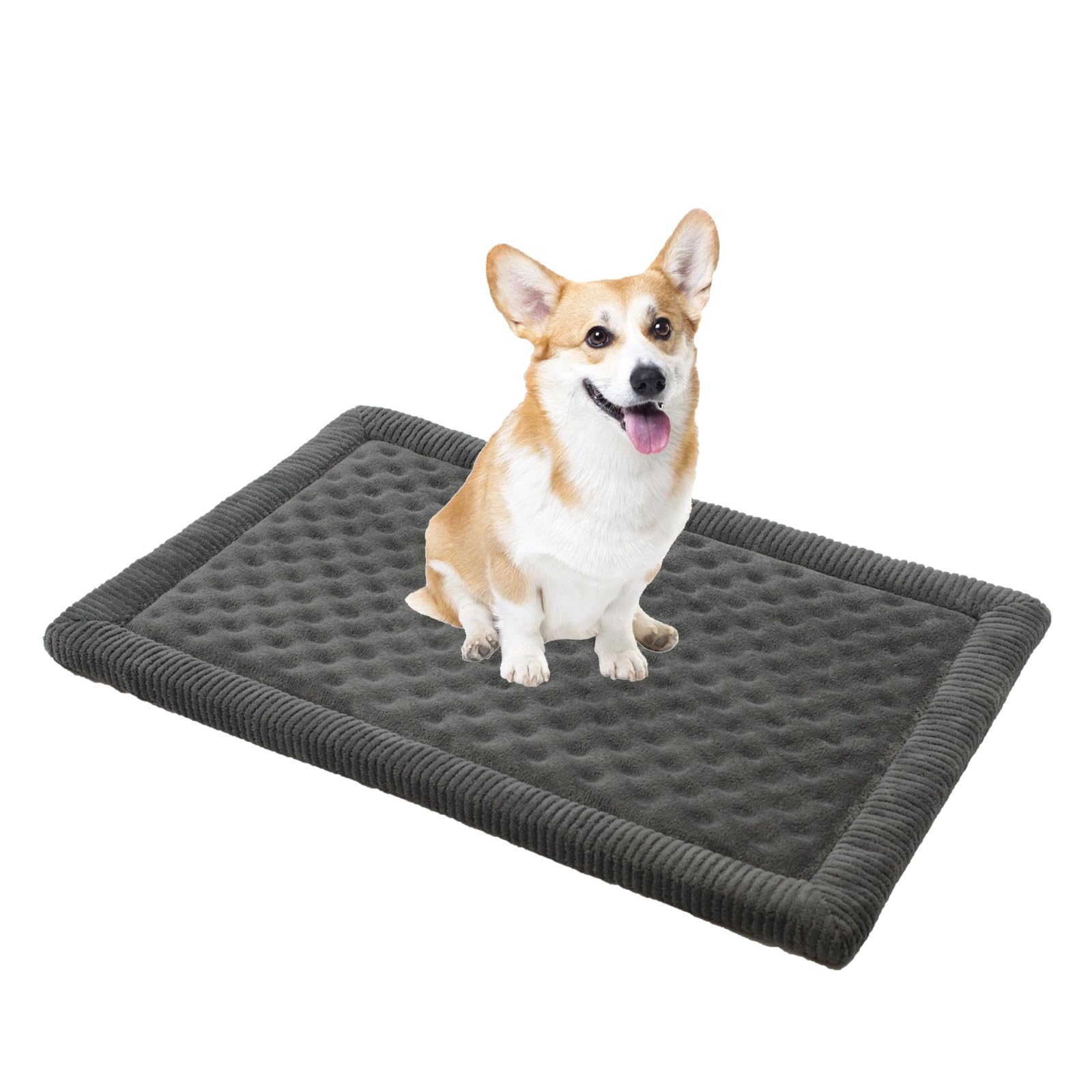 Minidear Dog Crate Pad, 19'X30'X1.1' Crate Bed Rectangle Shape Non-Skid Kennel Pad, Rubber Backing Memory Foam For Dog Bed Ma