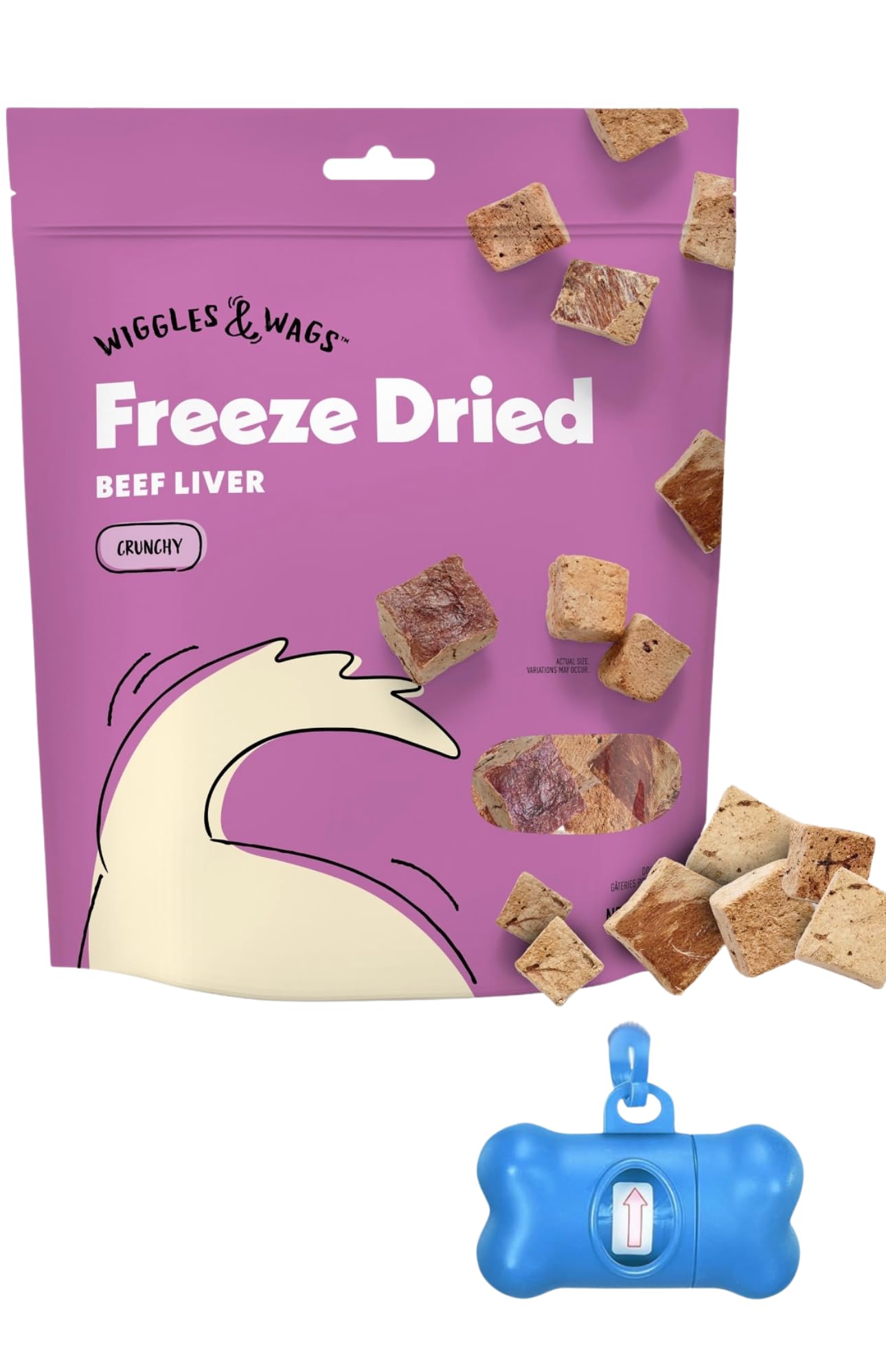 DN Essentials Wiggles & Wags Freeze Dried Beef Liver Dog, Waste Bag Dispenser & a Free Roll!