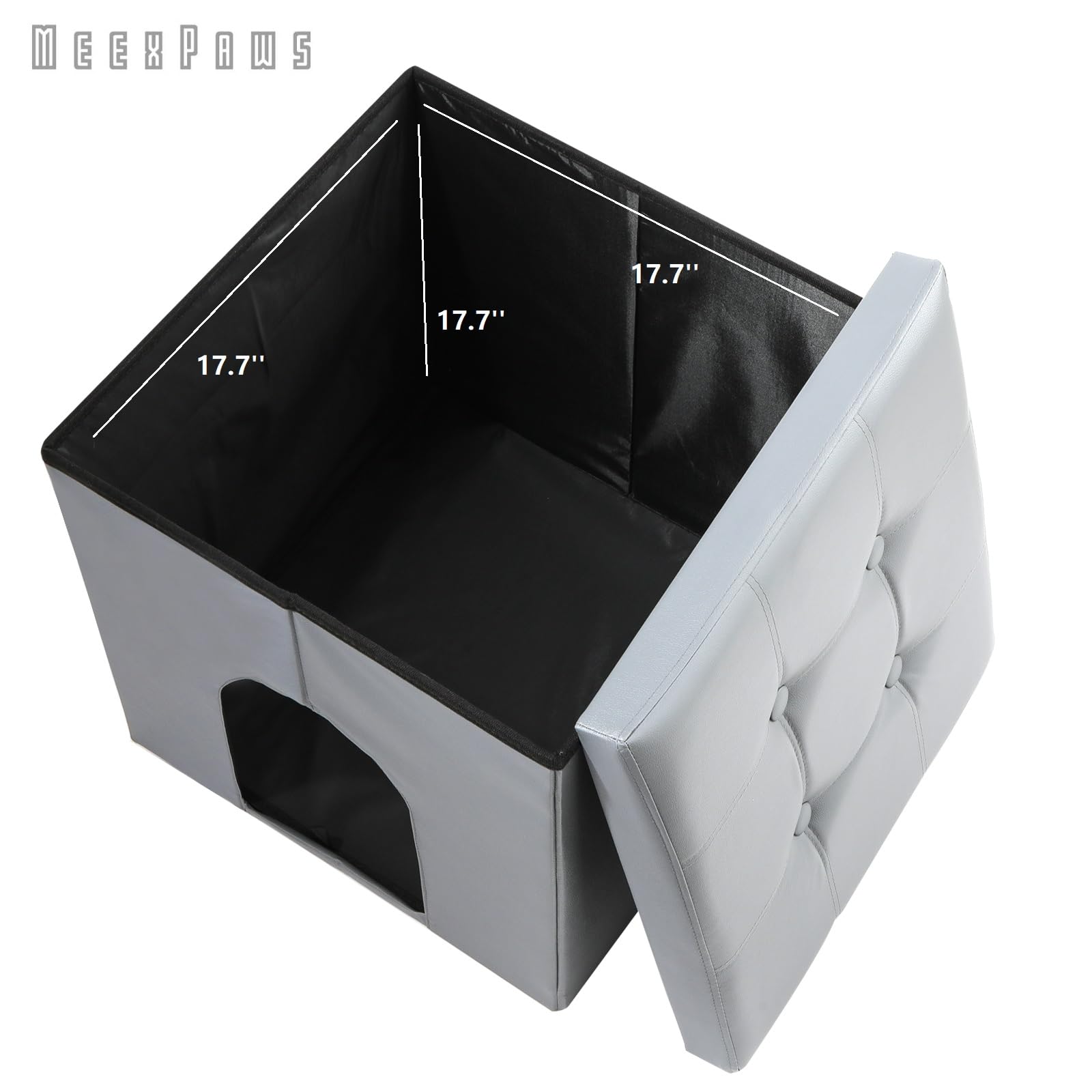 Meexpaws Cat Litter Box Enclosure Furniture Hidden, Small Cat Washroom Bench Storage Cabinet 20'' X 20'' X 20''| Dog Proof | Waterproof Inside | Easy Clean | Easy Assembly | Odor Control(Grey)