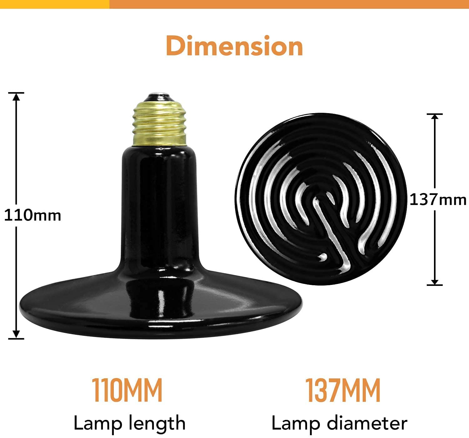 Simple Deluxe 25W Ceramic Heat Emitter Reptile Heat Lamp Bulb No Light Emitting Brooder Coop Heater for Amphibian Pet & Incubati