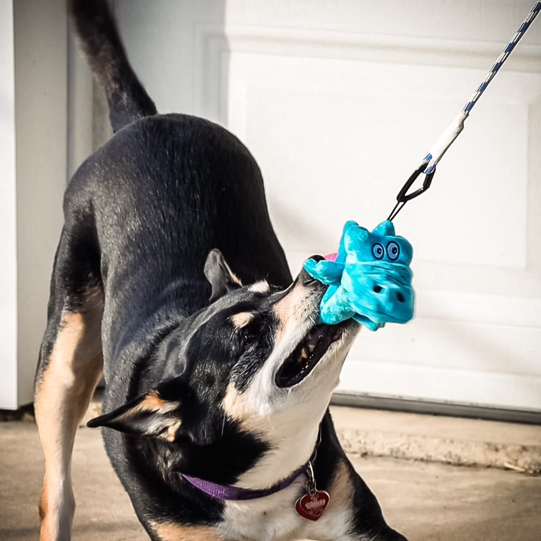 Pet Fit For Life Dog Wand Toy - 31" Extra Long Pole, Plush Alligator, Blue, Soft Foam Handle for Tug of War & Interactive Fun