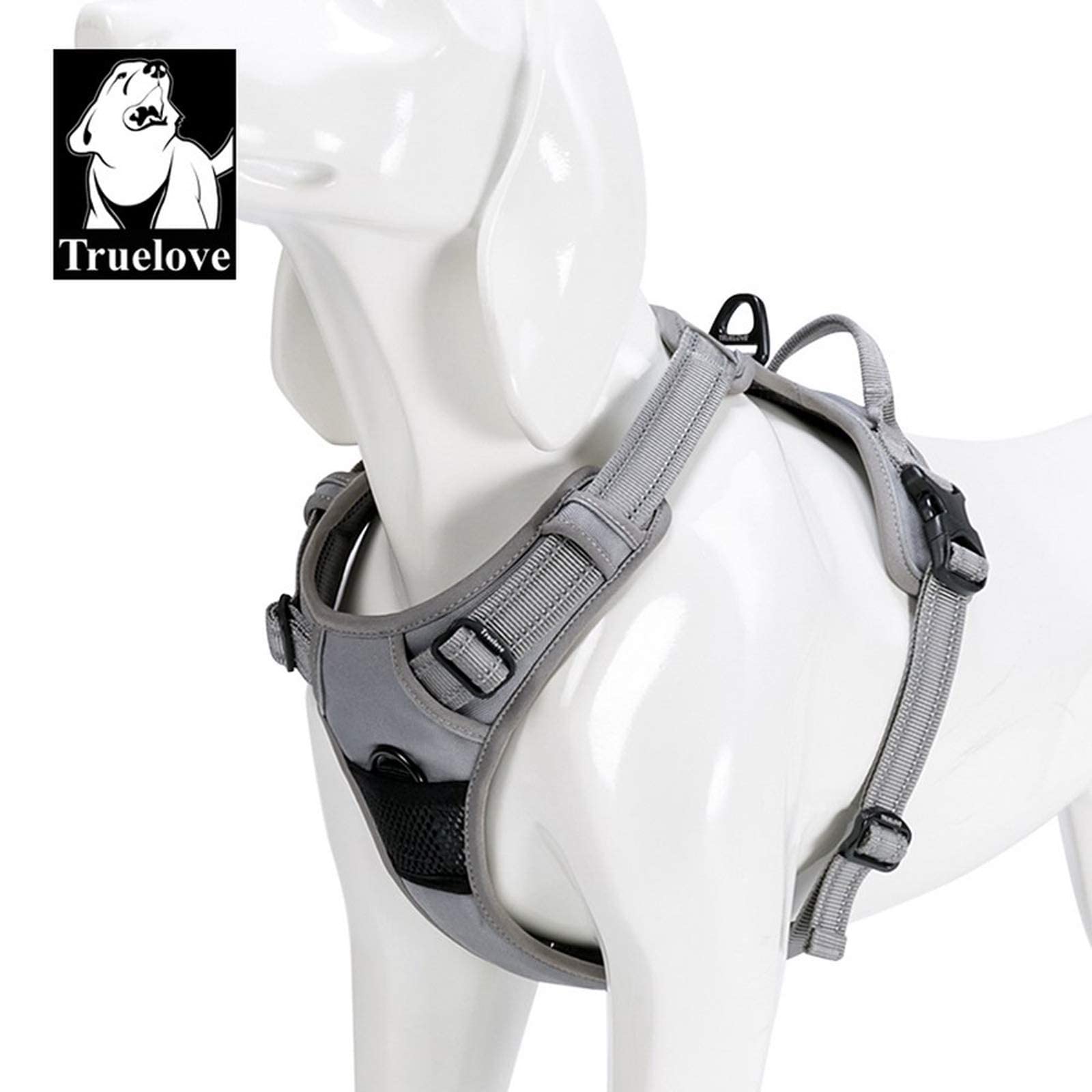 True Love Adjustable No-Pull Dog Harness Reflective Pup Vest Harnesses Comfortable Control Brilliant Colors Truelove Tlh5651(Gray,Xs)
