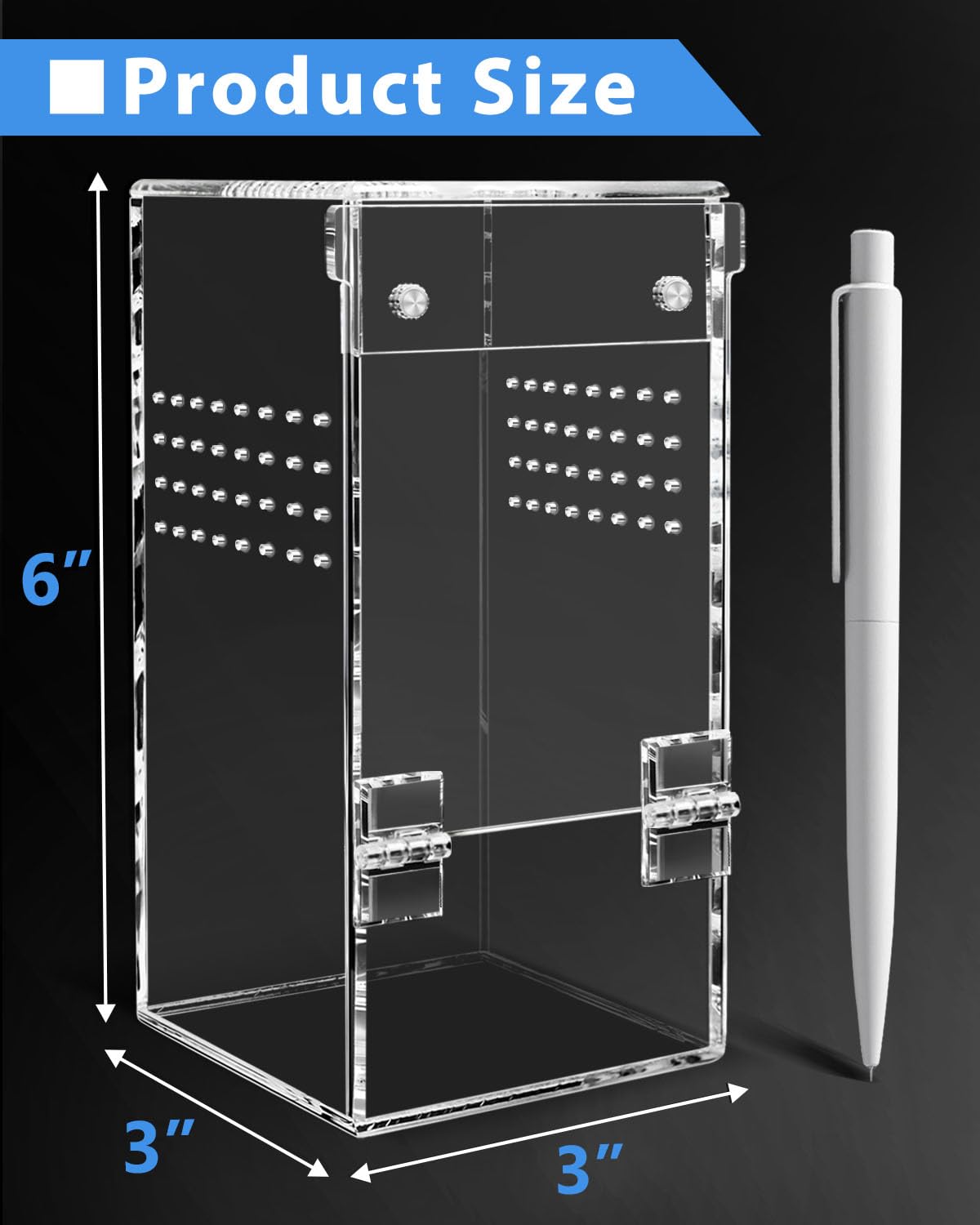 Jumping Spider Enclosure - 3X3X6 Inch Mini Tarantula Enclosure, Small Jumping Spider Accessories Terrarium, Acrylic Full Transpa