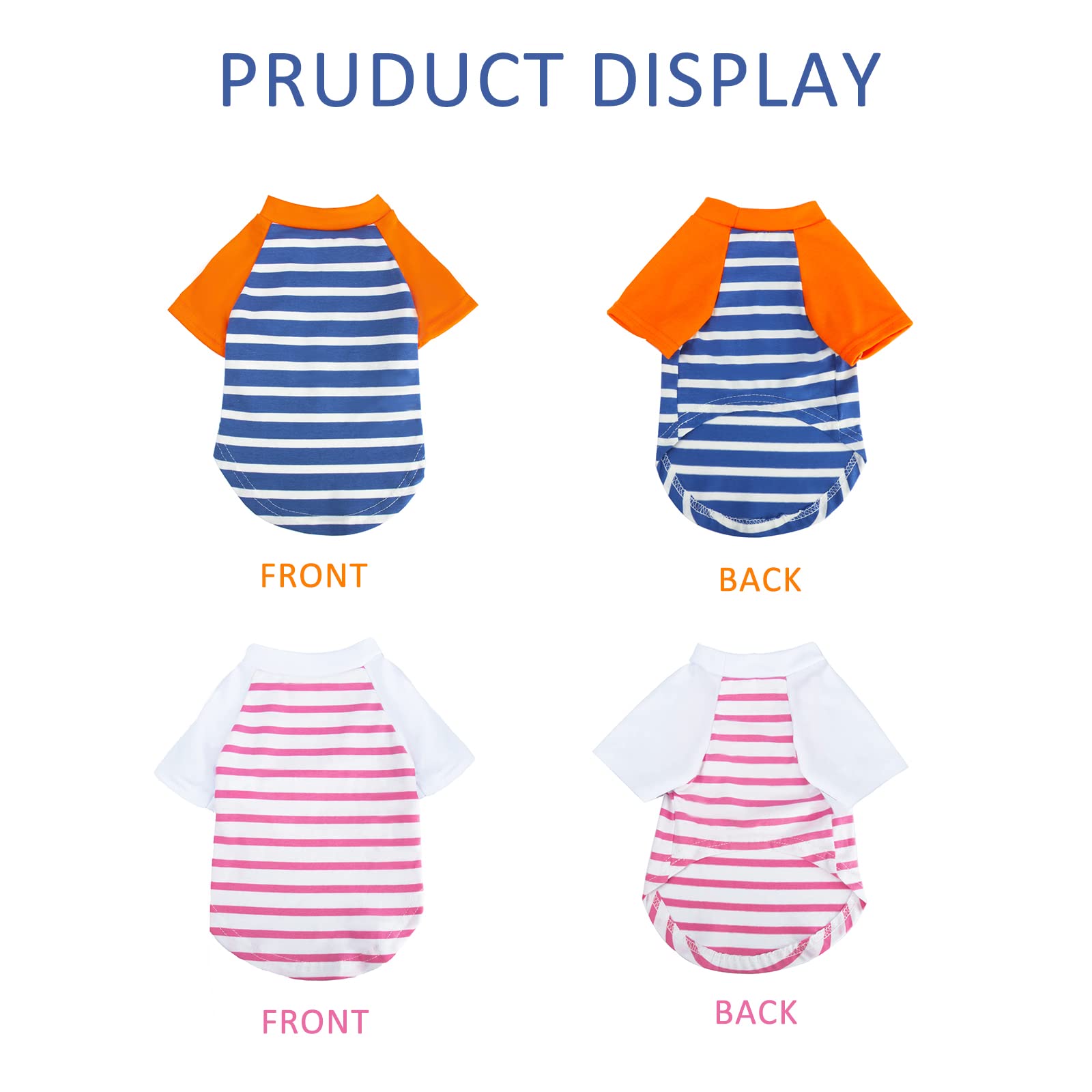 Setsbo Dog Clothes For Small Dog, Breathable Stretchy Dog Raglan Shirt, Soft Comfortable Cat Puppy Kitten Pet Apparel Outfits (L