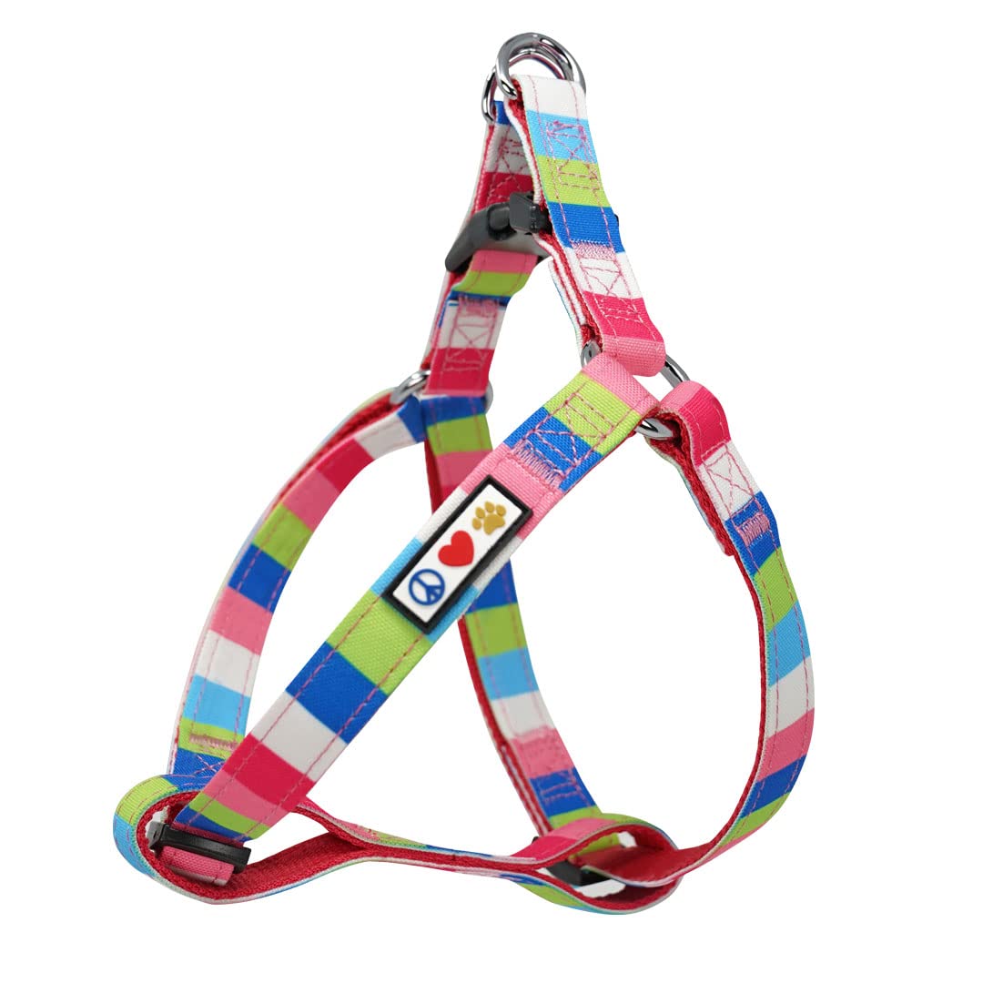 Pawtitas Pet Adjustable Solid Color Step In Puppy/Dog Harness 6 Feet Matching Collar And Harness Sold Separately Small Pink/Blue