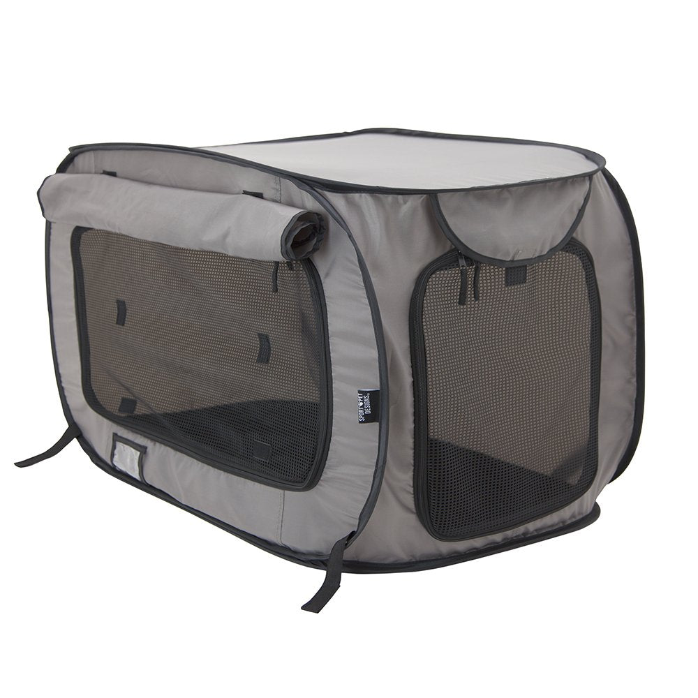 Sportpet Designs Large Pop Open Kennel, Portable Cat Cage Kennel, Waterproof Pet Bed, Carrier Collection