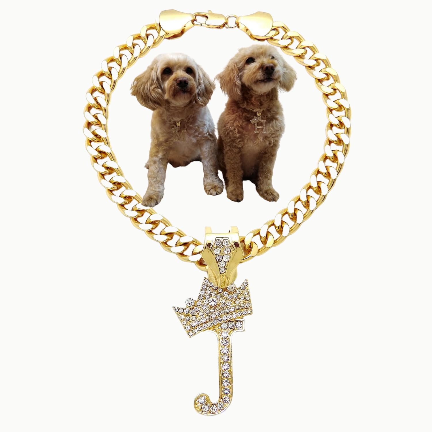 Initial Letter Cuban Chain Dog Chain Pet Chain Pet, Cat, Puppy Necklace (J, 14'')