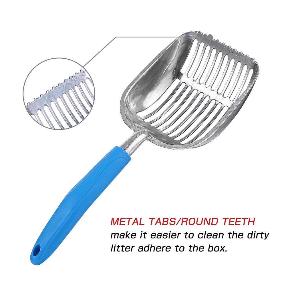 Chi-buy The Latest Update Cat Litter Scoop with Metal TABS/Round Teeth, Deep Shovel Sifter Cats Litter Scoop, Durable Pet Kitty