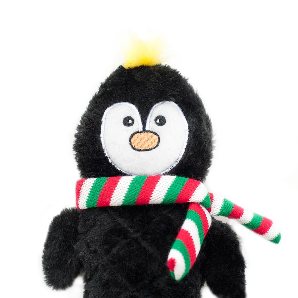 Zippypaws Jigglerz Christmas Dog Toy - Plush Squeaky Holiday Dog Gifts For Small & Medium Puppy Dogs, Durable Interactive Hide & Seek Stocking Stuffers For Pets - Penguin