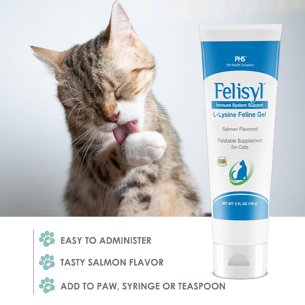 Felisyl L-Lysine Gel for Cats (5oz) - Supports Immune, Respiratory, and Eye Health. Eases Sneezing, Runny Nose, and Watery Eyes.