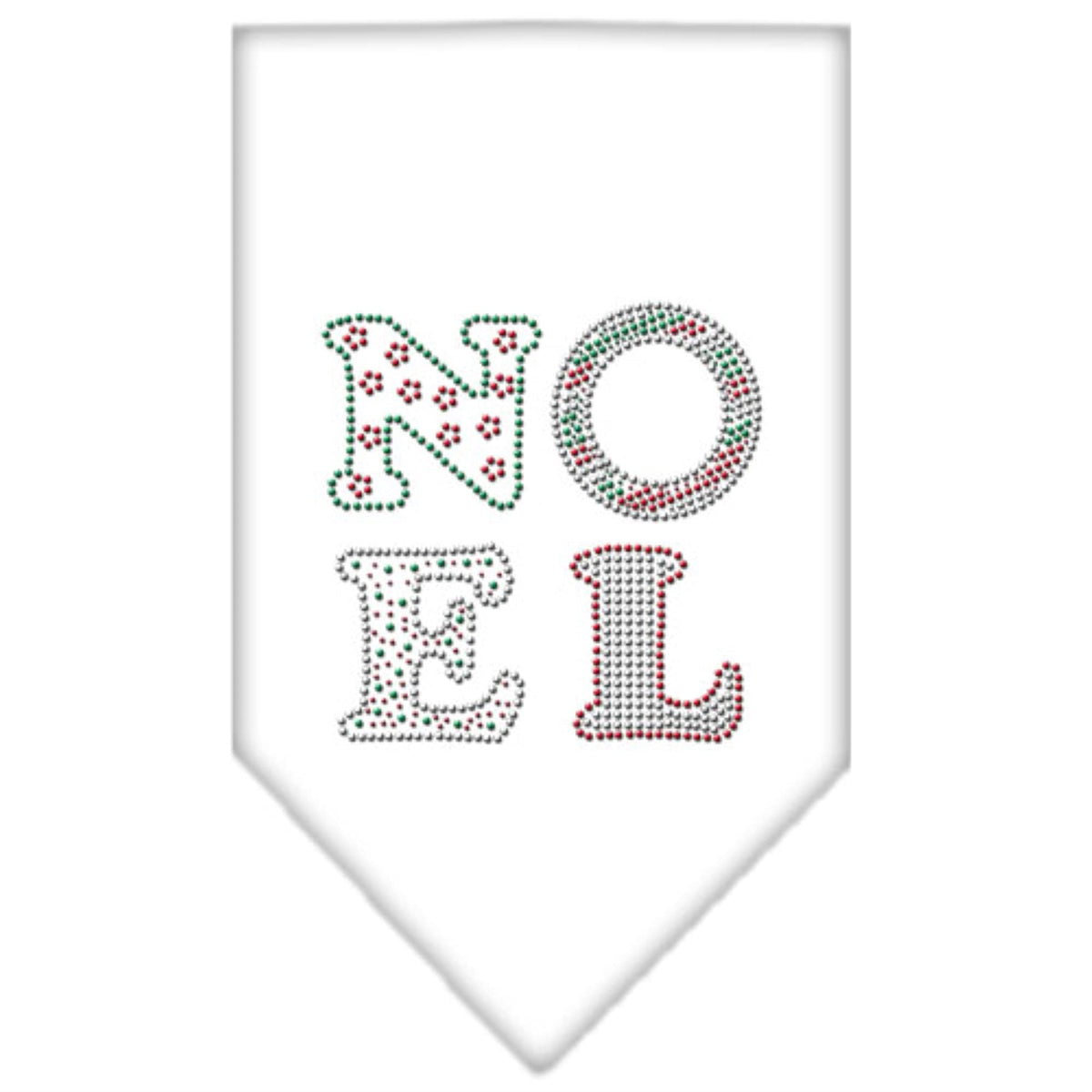 Christmas Pet and Dog Bandana Rhinestone, &quot;Noel&quot; White Large